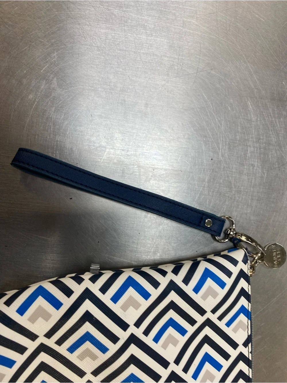 Dabney Lee Geometric Blue & White Zip Pouch Makeup Bag